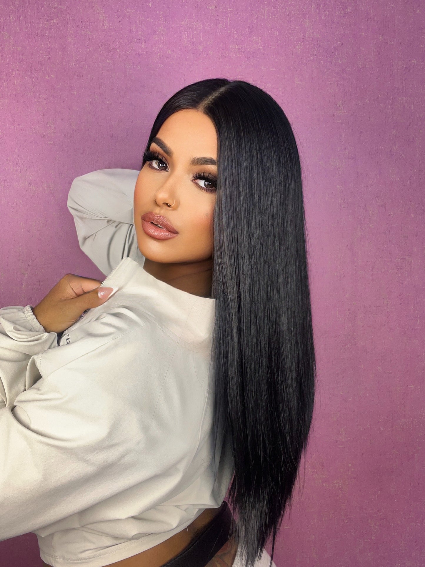 Peluca frontal 13x4 partida libre – Semi Humana – 24 pulgadas – Sexy Flor