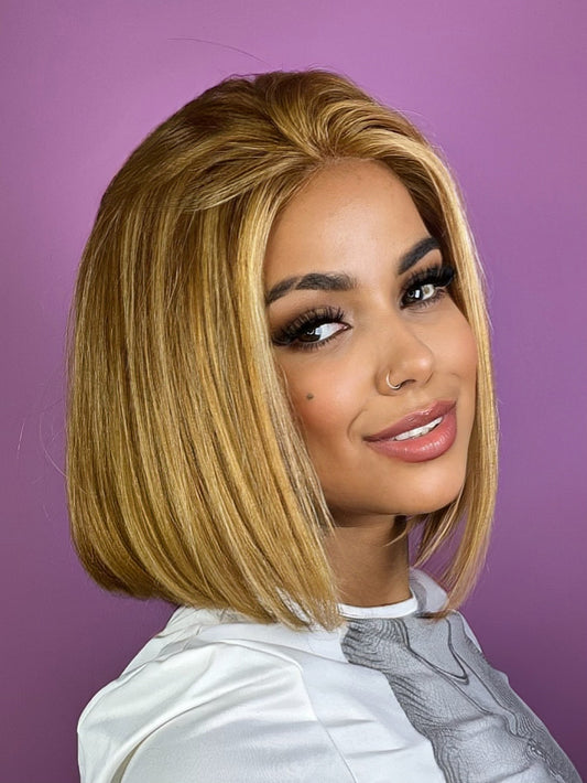 Milán – Peluca 100% Humana con Cabello Hindú – 12 Pulgadas – Textura Lisa – Sexy Flor – Colección Diosas