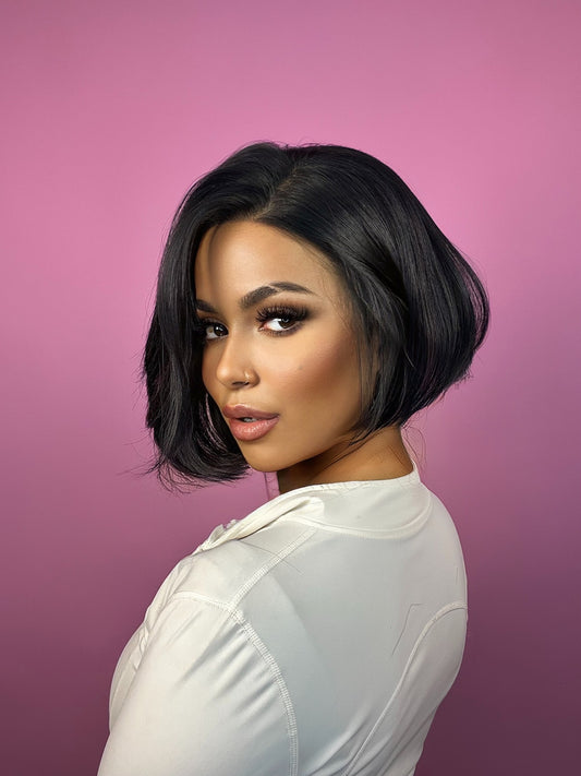 Peluca corte Bob lisa 12 pulgadas – Semi Humano – Sexy Flor