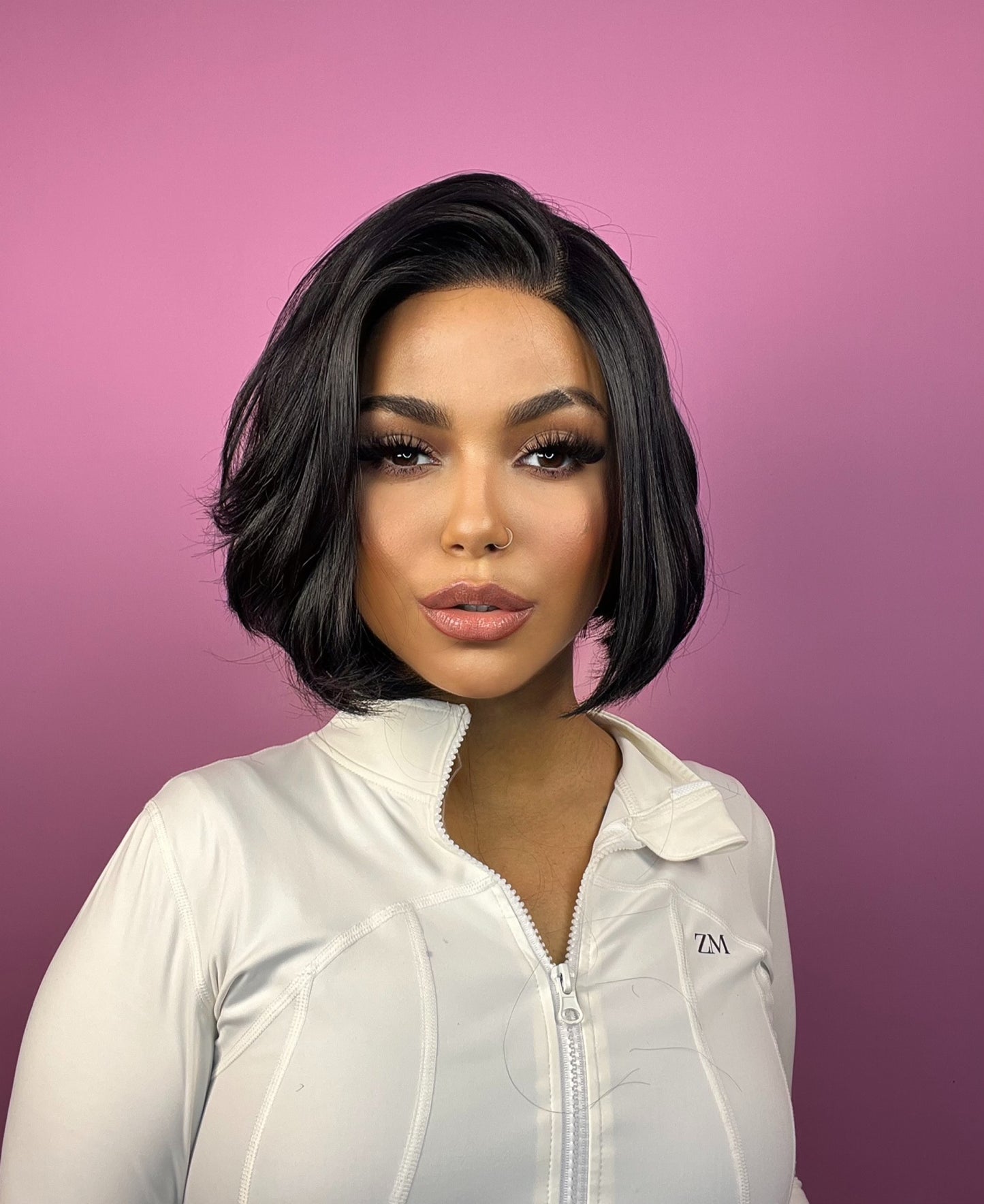 Peluca corte Bob lisa 12 pulgadas – Semi Humano – Sexy Flor