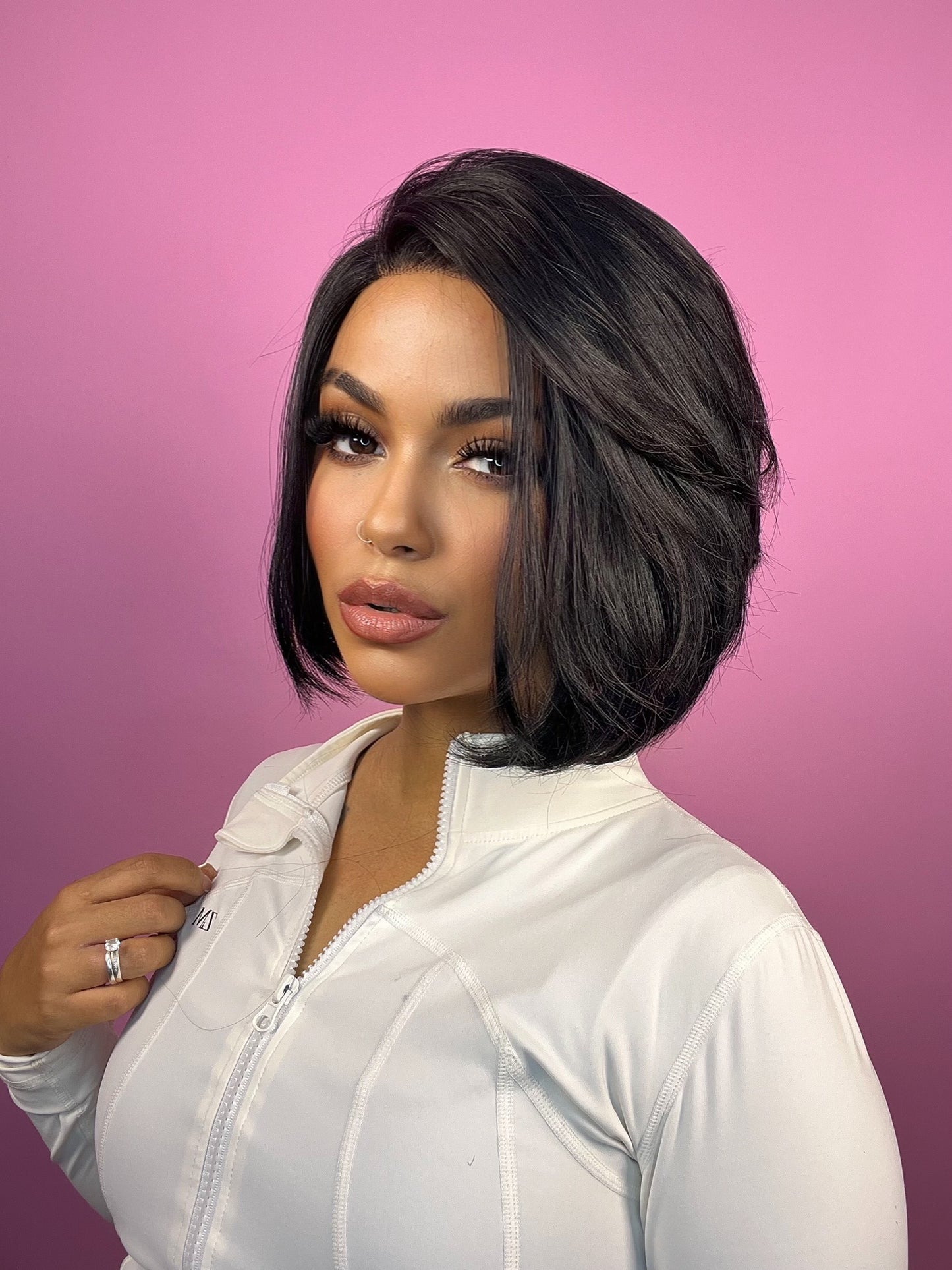 Peluca corte Bob lisa 12 pulgadas – Semi Humano – Sexy Flor