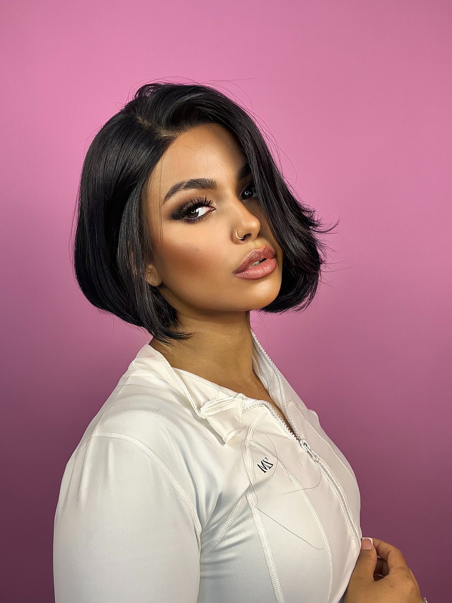 Peluca corte Bob lisa 12 pulgadas – Semi Humano – Sexy Flor