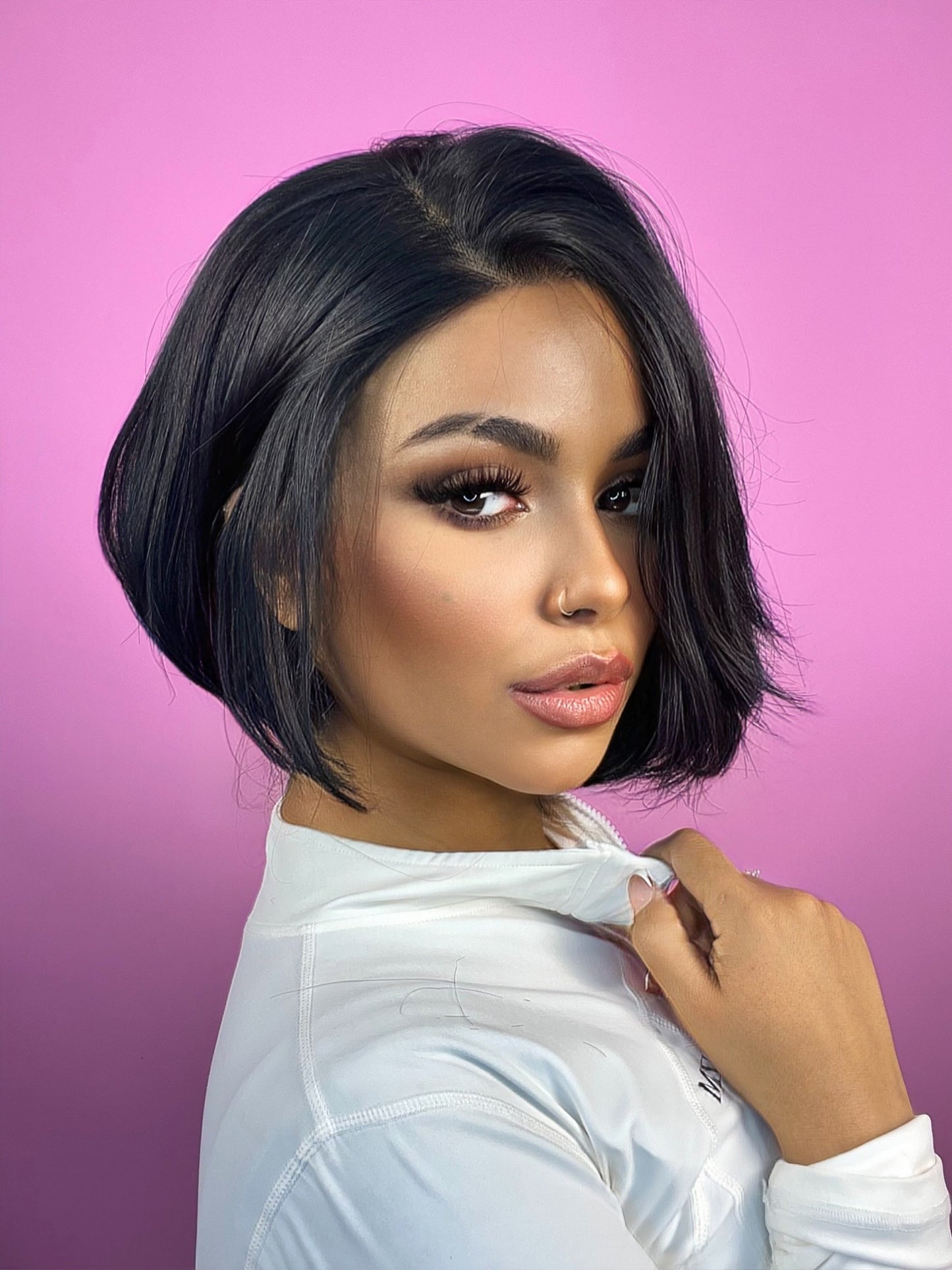 Peluca corte Bob lisa 12 pulgadas – Semi Humano – Sexy Flor