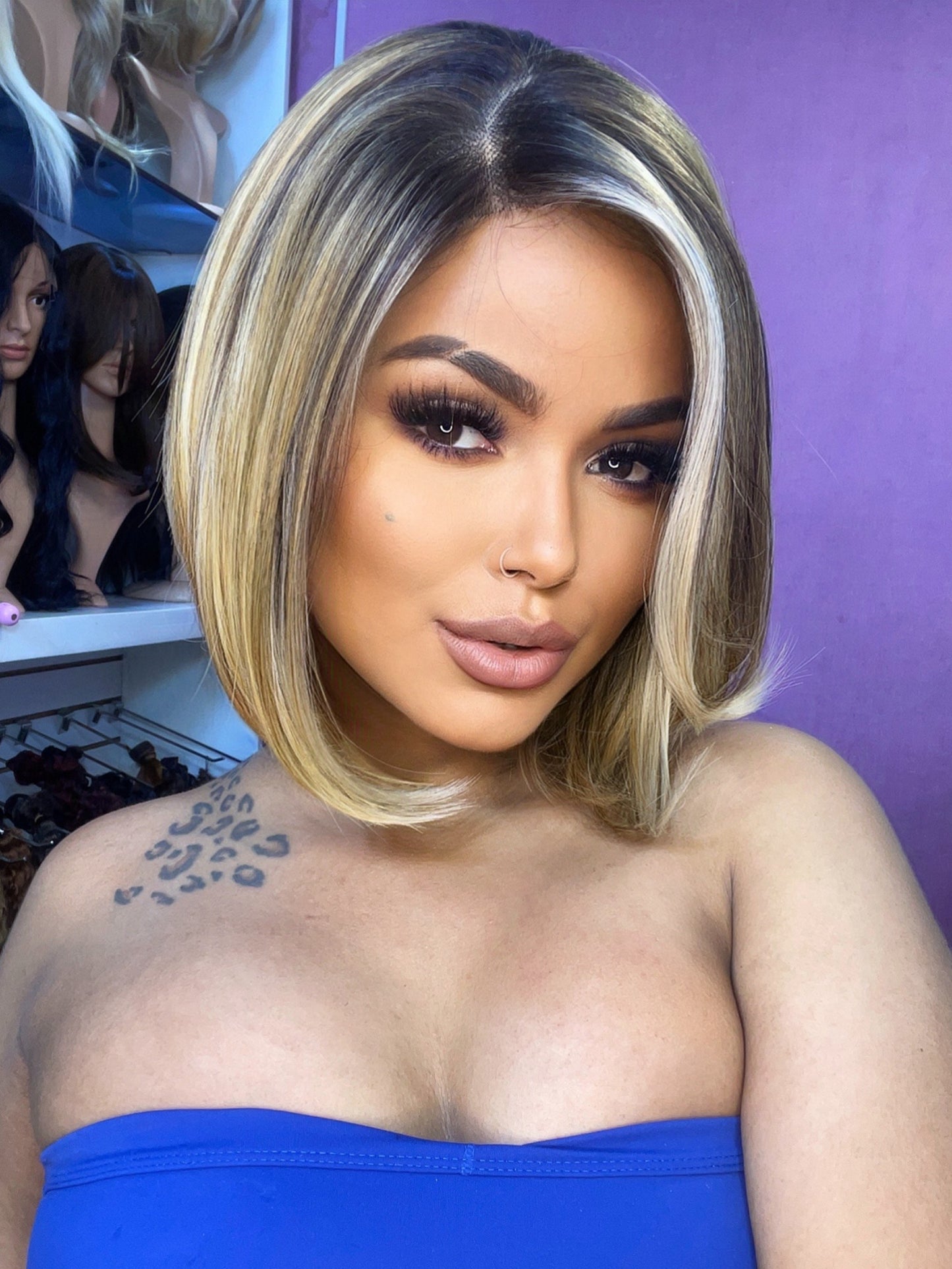 Peluca corte Bob lisa 12 pulgadas – Semi Humano – Sexy Flor